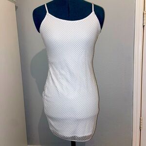 H&M bodycon slip dress with a mesh overlay.